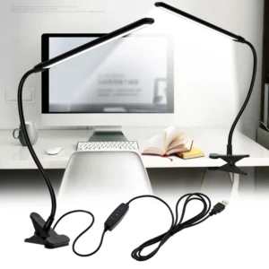 LED Desk Lamp With Clamp USB Power Dimmable Clip On 10 Brightness Level 3 Lighting Modes Flexible Study Table Reading Book Light